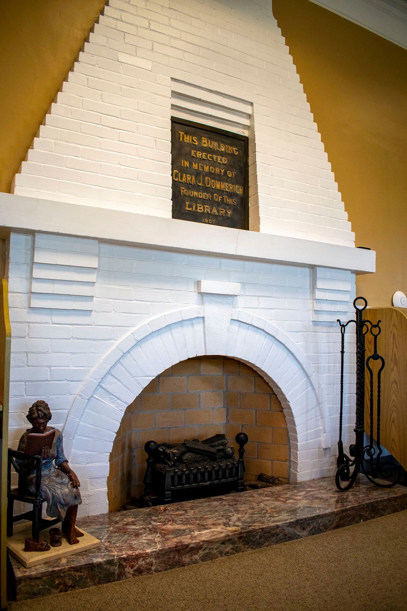 library fireplace